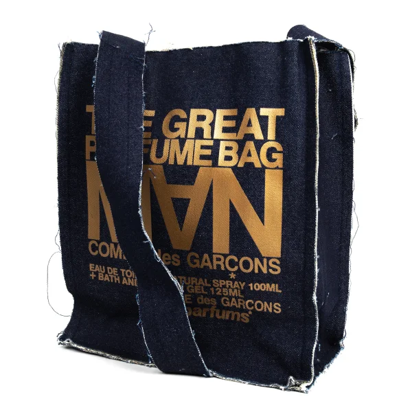 COMME des GARCONS MAN Perfume Printed Denim Shoulder Bag Navy  K-176344_001