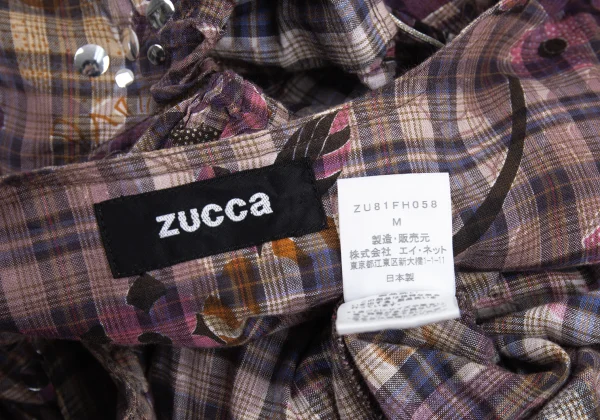 zucca Floral Print Washed Cotton Check Dress K-176353_016