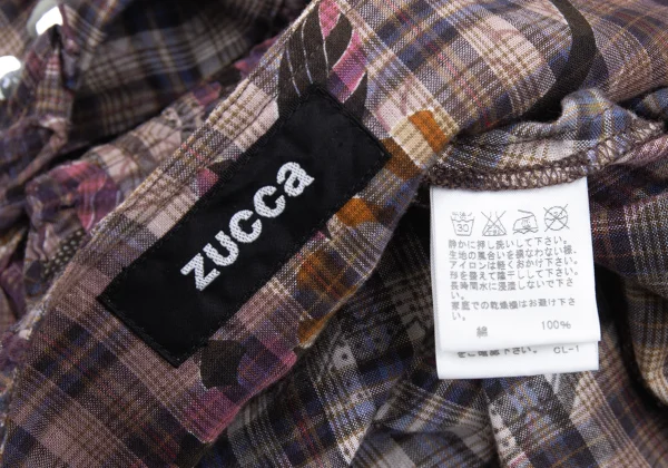 zucca Floral Print Washed Cotton Check Dress K-176353_017