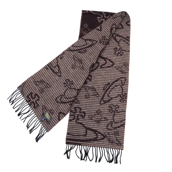 Vivienne Westwood Wool Acrylic Orb Stripe Fringe Stole K-176357_005