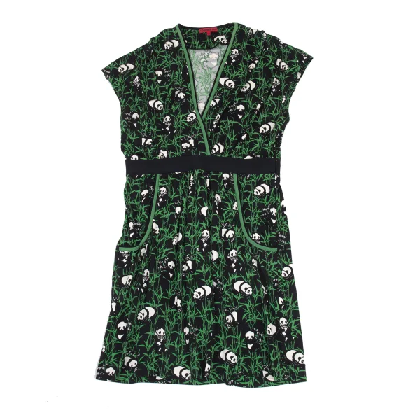 VIVIENNETAM Silk Animal Print V-neck Sleeveless Dress K-176369_002