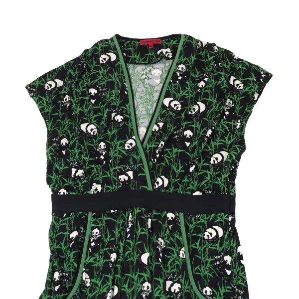 VIVIENNETAM Silk Animal Print V-neck Sleeveless Dress K-176369_003