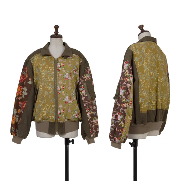 PINK HOUSE Quilted-Lining Padded Floral Patch Blouson Khaki,Multi-Color S-M K-176371_001