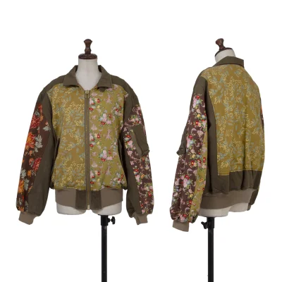 PINK HOUSE Quilted-Lining Padded Floral Patch Blouson
