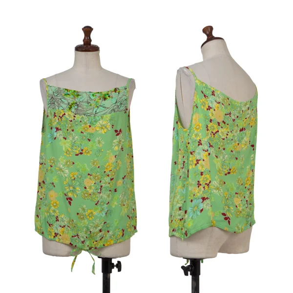 CHRISTIAN LACROIX BAZAR Floral Print Rayon Cami Top Light Green 38 K-176373_001