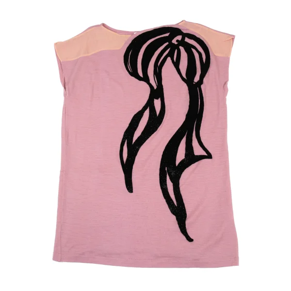 TSUMORI CHISATO Glittery Flocked Print Switching Sleeveless Tunic K-176377_002