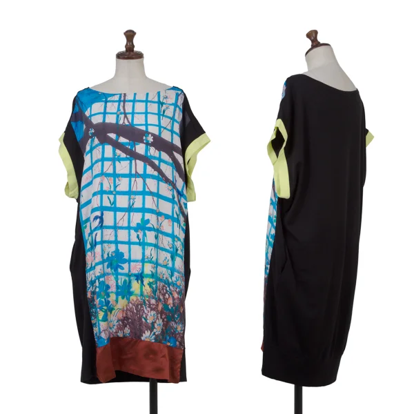 TSUMORI CHISATO Switching Floral Print Sleeveless Tunic Black,Multi-Color 2 K-176378_001
