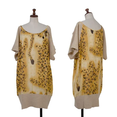 TSUMORI CHISATO Knit Switching Leopard Silk Tunic