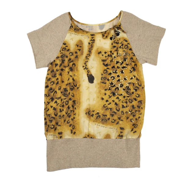 TSUMORI CHISATO Knit Switching Leopard Silk Tunic K-176379_002