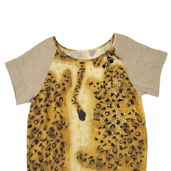 TSUMORI CHISATO Knit Switching Leopard Silk Tunic K-176379_003