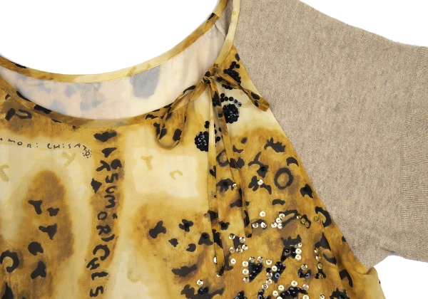 TSUMORI CHISATO Knit Switching Leopard Silk Tunic K-176379_005
