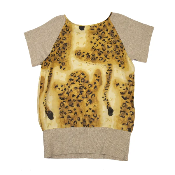 TSUMORI CHISATO Knit Switching Leopard Silk Tunic K-176379_011