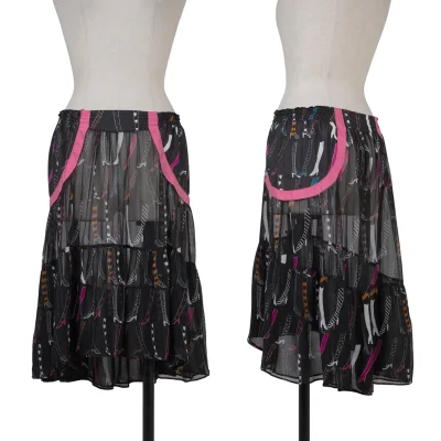 TSUMORI CHISATO Heel Print Sheer Silk Skirt