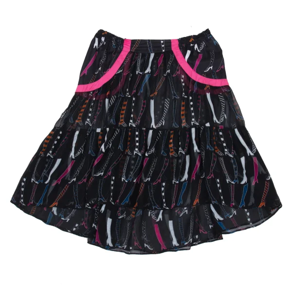 TSUMORI CHISATO Heel Print Sheer Silk Skirt K-176381_002