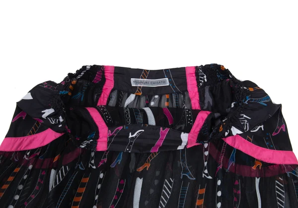 TSUMORI CHISATO Heel Print Sheer Silk Skirt K-176381_004