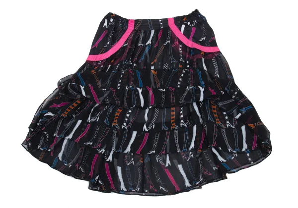 TSUMORI CHISATO Heel Print Sheer Silk Skirt K-176381_007