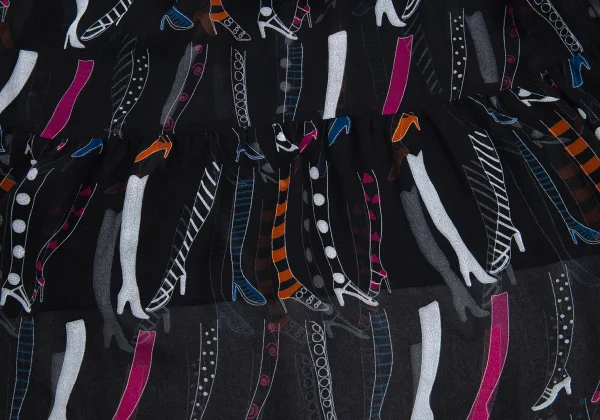 TSUMORI CHISATO Heel Print Sheer Silk Skirt K-176381_010