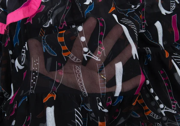 TSUMORI CHISATO Heel Print Sheer Silk Skirt K-176381_011