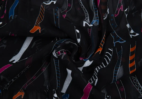 TSUMORI CHISATO Heel Print Sheer Silk Skirt K-176381_012