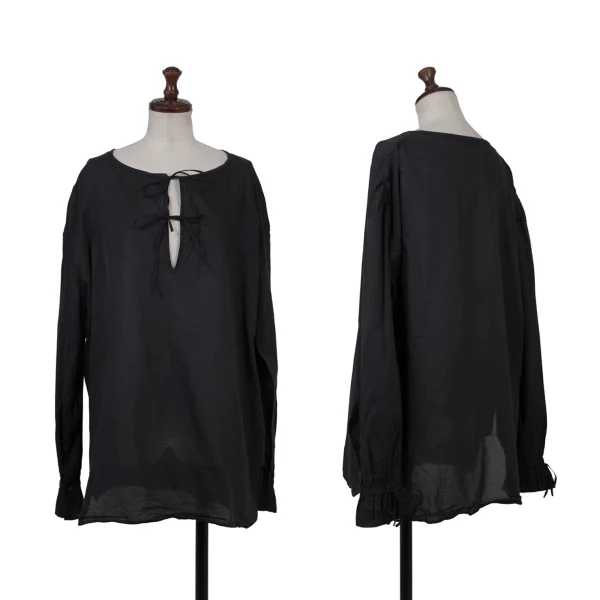 Yves Saint Laurent Cotton String Skipper Blouse Black 40 K-176386_001