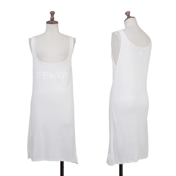 FENDI Logo Jacquard Rayon Tank Top White 40 K-176387_001