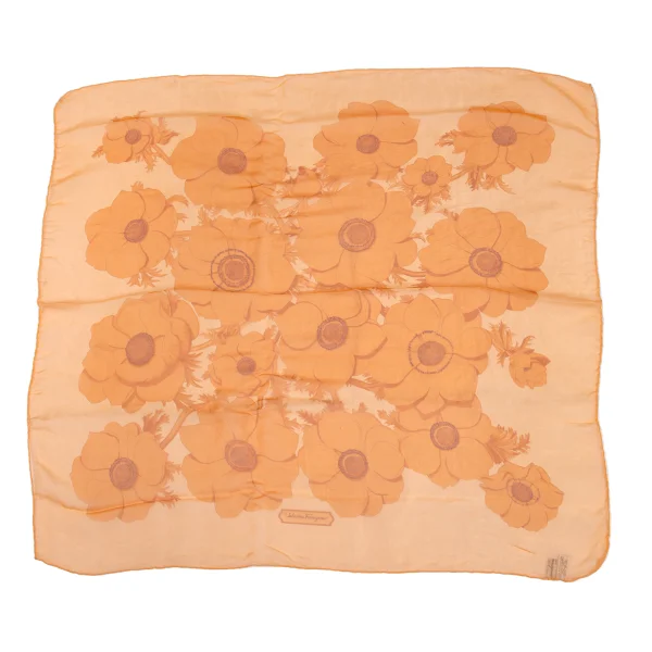 Salvatore Ferragamo Floral Printed Silk Scarf Orange  K-176390_001