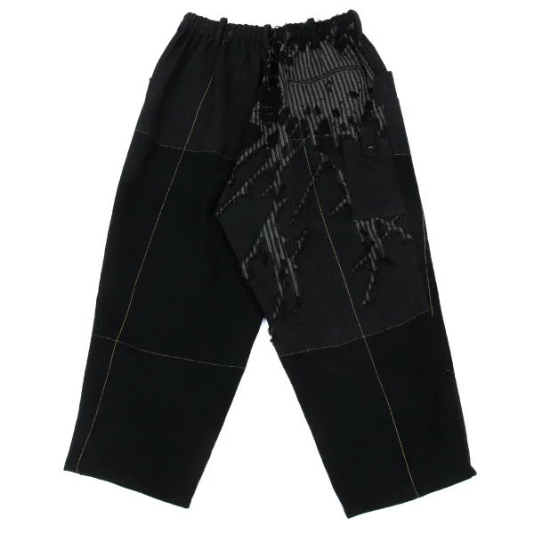 Yohji Yamamoto POUR HOMME Cutting Design Wool Stitch Pants Black 2 K-176393_001