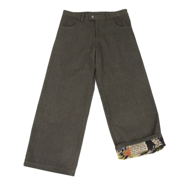 Y's Shotaro Ishinomori Comic Print Lining Wide Pants Khaki 1 K-176423_001