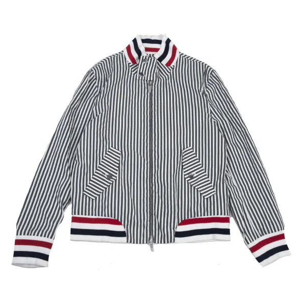 THOM BROWNE Rib Switching Stripe Zip Blouson Grey,White 1 K-176429_001