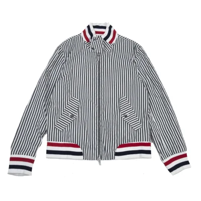 THOM BROWNE Rib Switching Stripe Zip Blouson