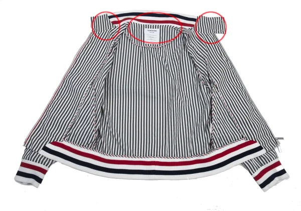 THOM BROWNE Rib Switching Stripe Zip Blouson K-176429_012