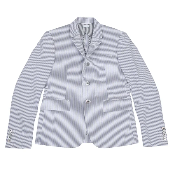 THOM BROWNE Cotton Stripe Seersucker Jacket Blue,White 1 K-176430_001