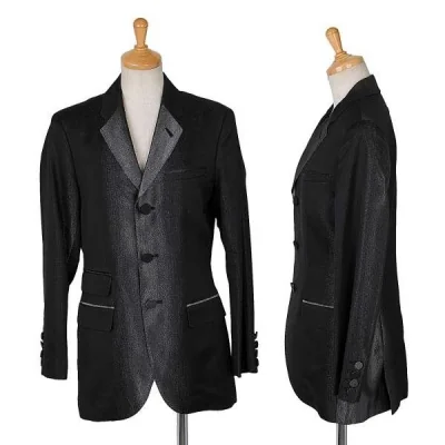 【SALE】ジャンポールゴルチエ ファムJean Paul GAULTIER FEMME シルクレーヨングラデーションラメジャケット シルバー黒