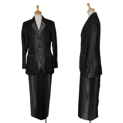 【SALE】ジャンポールゴルチエ ファムJean Paul GAULTIER FEMME シルクレーヨングラデーションラメセットアップスーツ シルバー黒