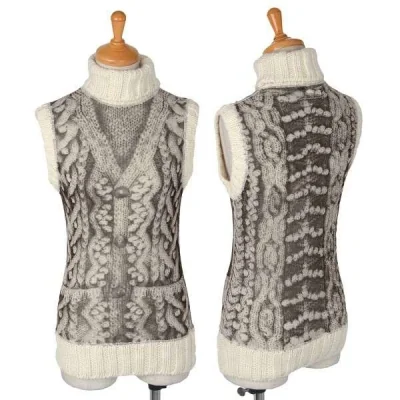 【SALE】ジャンポールゴルチエ マイユJean Paul GAULTIER MAILLE FEMME パワーネットニット切り替えノースリーブカットソー 生成グレー