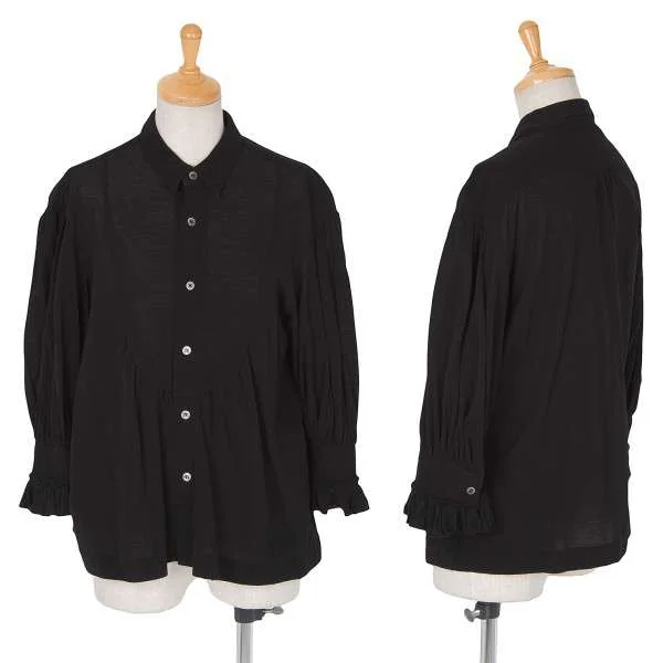 タオ コムデギャルソンTAO COMME des GARCONS 鹿の子七分袖ブラウス 黒