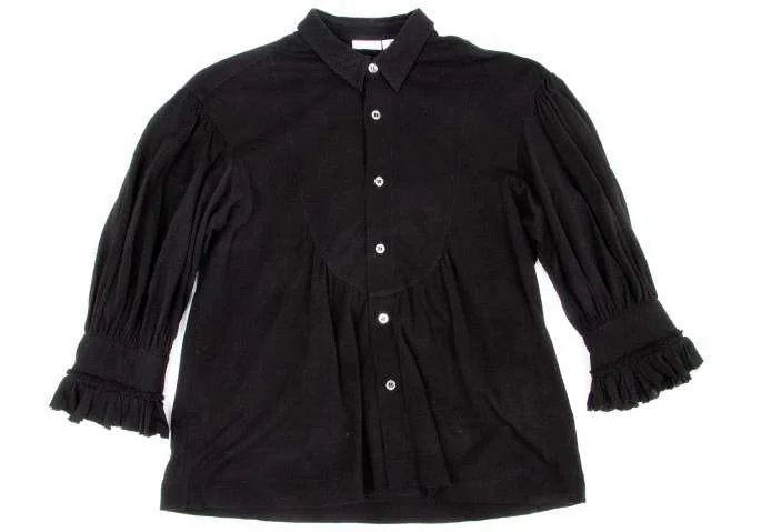 コムデギャルソン タオ 7部丈ブラウス SS21 タオ コムデギャルソンTAO COMME des GARCONS 鹿の子七分袖ブラウス 黒