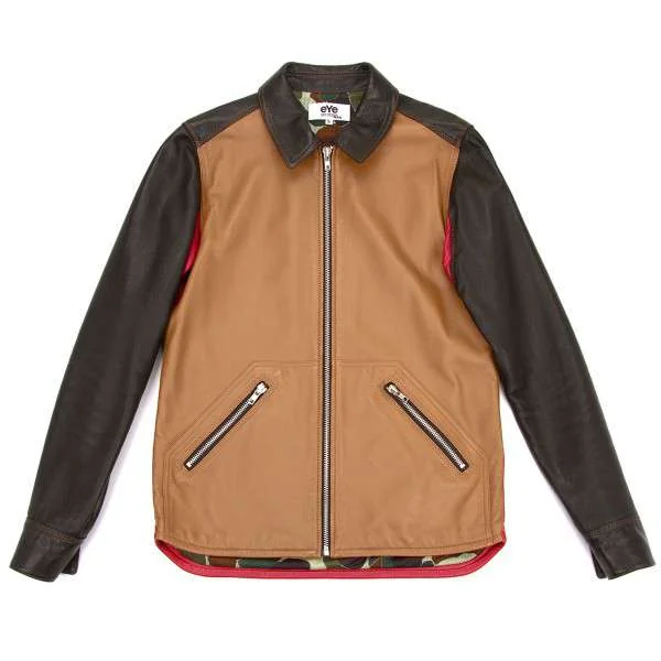 【SALE】新品！ジュンヤワタナベマン コムデギャルソンeYe JUNYA WATANABE MAN COMME des GARCONS 裏迷彩カラーラムレザー切替ジップブルゾン