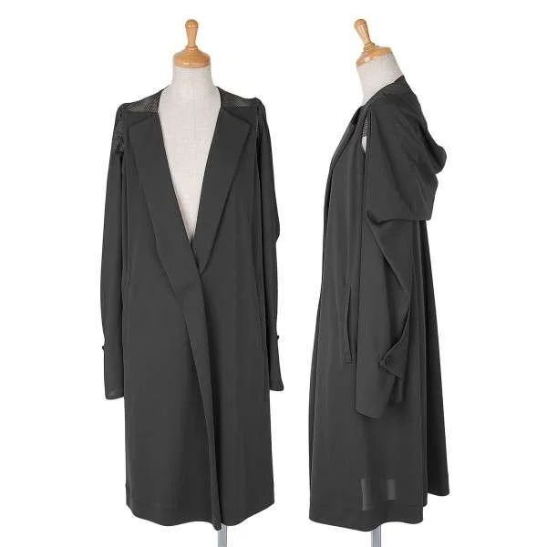 【SALE】イッセイミヤケ フェットISSEY MIYAKE FETE  メッシュ切替フードストールコート