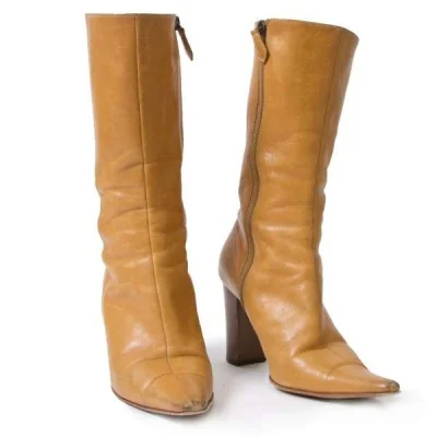 【SALE】バーバリーBURBERRY サイドジップヒールブーツ 茶色