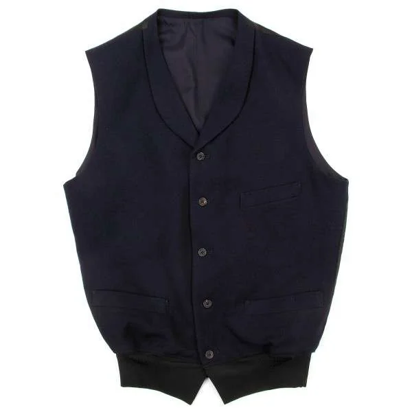 yohji yamamoto pour homme skirt rib wool vest Navy M K-15399_001
