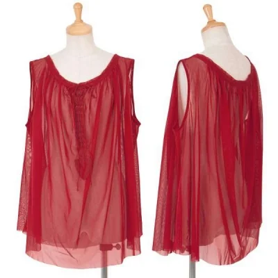 【SALE】ジャンポールゴルチエ ファムJean Paul GAULTIER FEMME パワーネットギャザーノースリーブブラウス