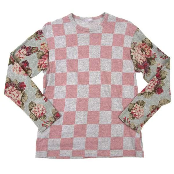 コムデギャルソンオムCOMME des GARCONS HOMME 花柄切替チェッカーカットソー