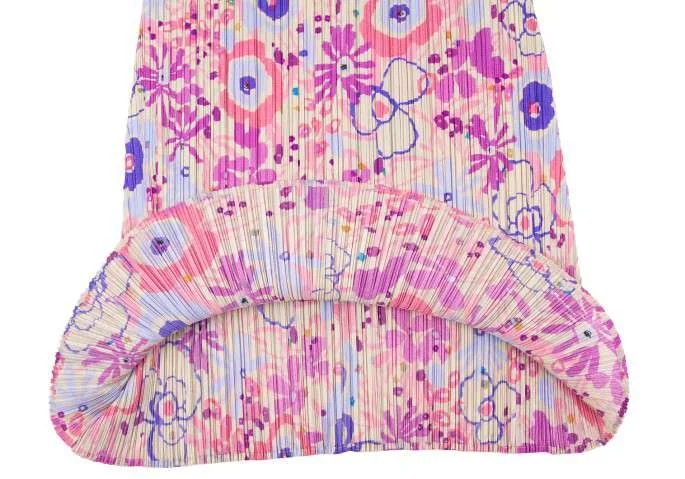 プリーツプリーズPLEATS PLEASE 花柄ノースリーブワンピース ピンク3