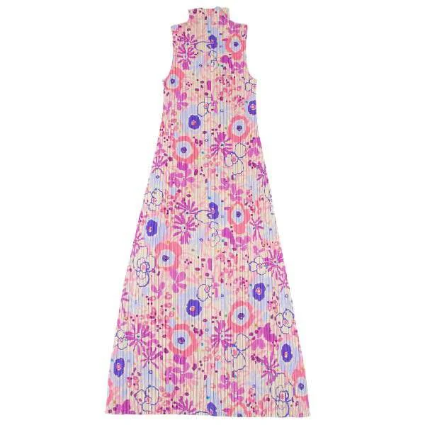 プリーツプリーズPLEATS PLEASE 花柄ノースリーブワンピース ピンク3