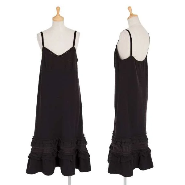 【SALE】トリコ コムデギャルソンtricot COMME des GARCONSウールキュプラスパンコール装飾裾フリルワンピース