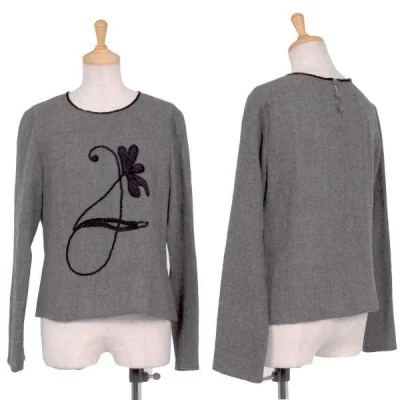 【SALE】ミスクロエmiss chloe 刺繍デザインプルオーバーウールニット グレー