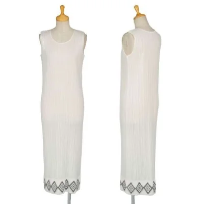 【SALE】プリーツプリーズPLEATS PLEASE 裾幾何学レイヤードノースリーブワンピース