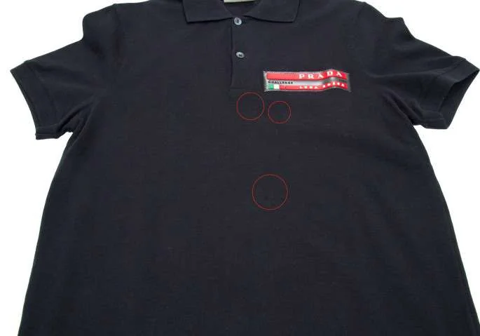 プラダスポーツPRADASPORT ラバーロゴワッペン鹿の子ポロシャツ 濃紺M