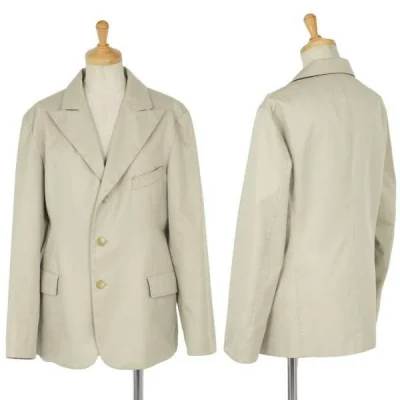 【SALE】ヨウジヤマモト ノアールYohji Yamamoto NOIR フェイクレザー使いコットンギャバジャケット ベージュ